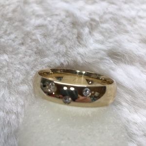 14k Mens 3 Sapphire Wedding Band